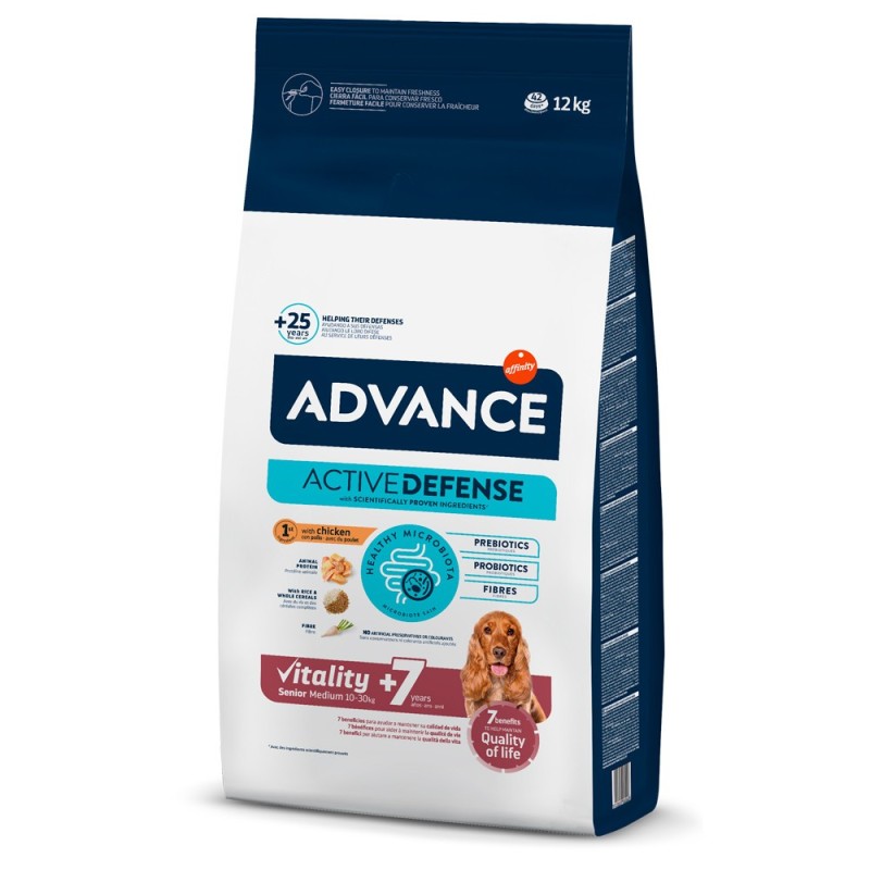 Ração para cão Advance Sénior medium +7 - Frango e arroz