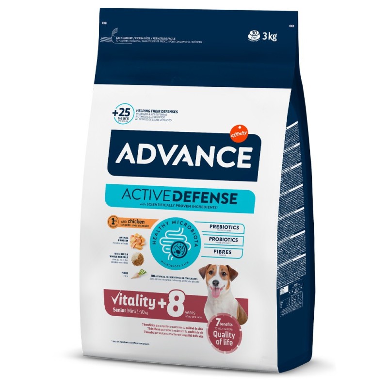 Ração para cão Advance Sénior mini +8 - Frango e arroz