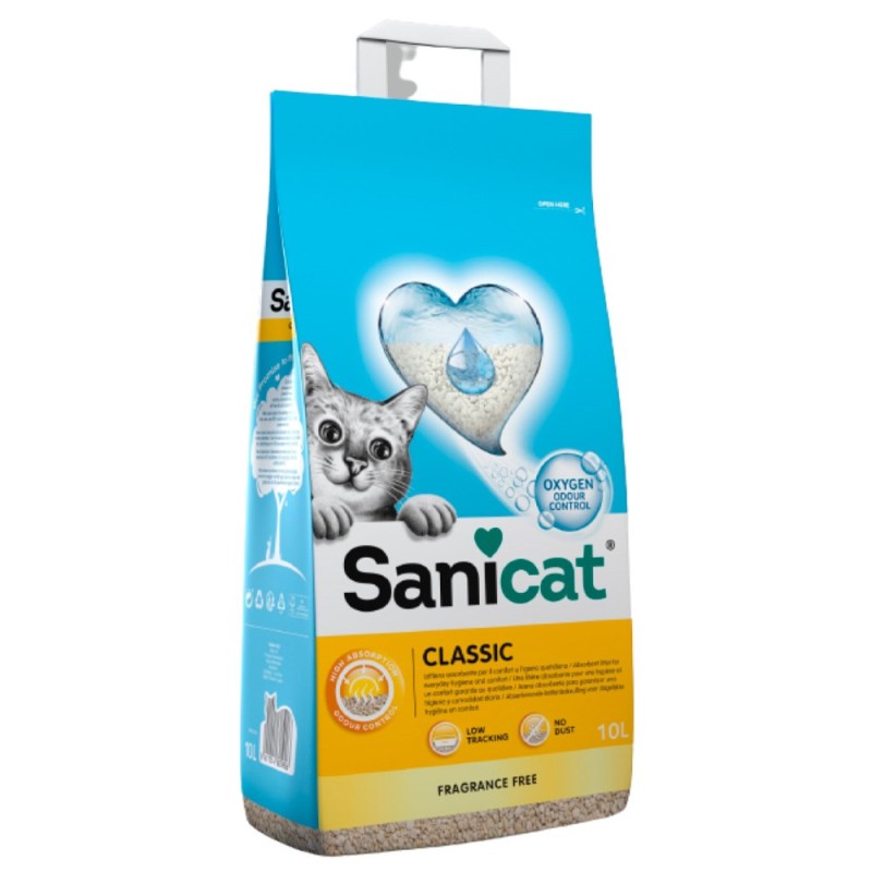 Areia absorvente Classic Fragrance Free para gatos - Sanicat
