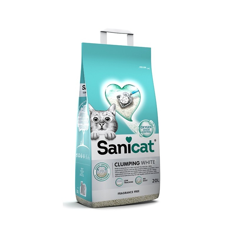 Areia aglomerante White para gatos - Sanicat
