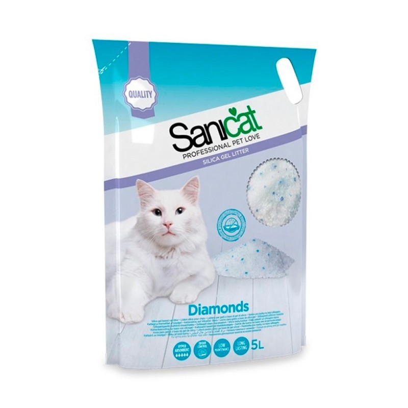 Areia sílica Diamonds para gatos - Sanicat
