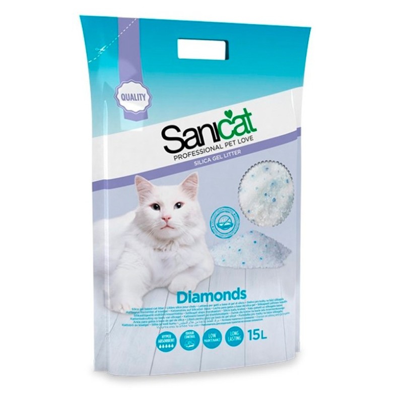 Areia sílica Diamonds para gatos - Sanicat