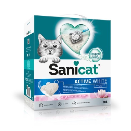 Areia aglomerante Active White Lotus para gatos - Sanicat