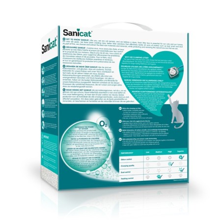 Areia aglomerante Active White Fragrance Free para gato - Sanicat