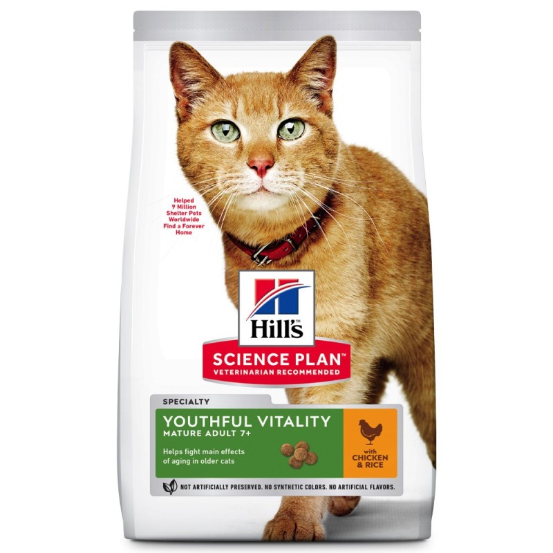Ração para gato Hill's Youthful Vitality Mature Adult 7+ - Frango e arroz
