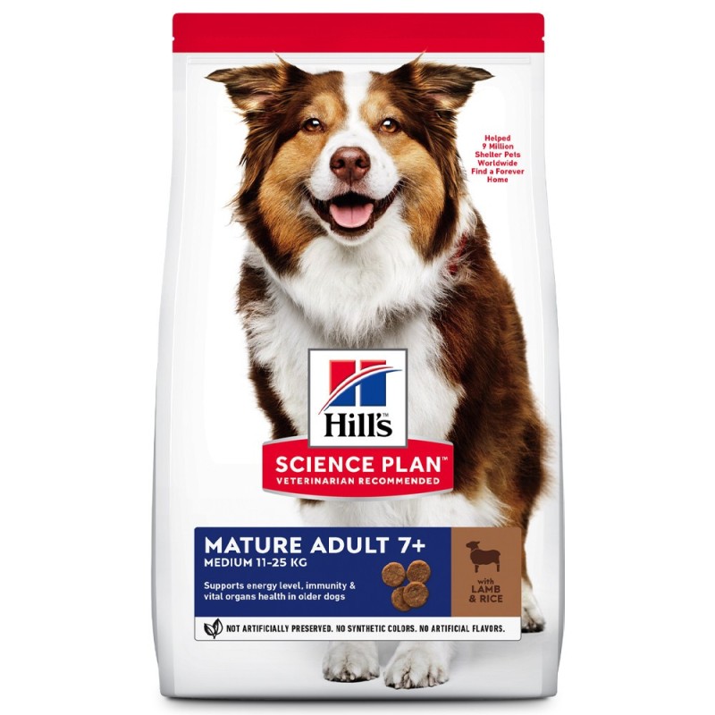 Ração para cão sénior - Hill's Mature Adult 7+ Medium - Cordeiro