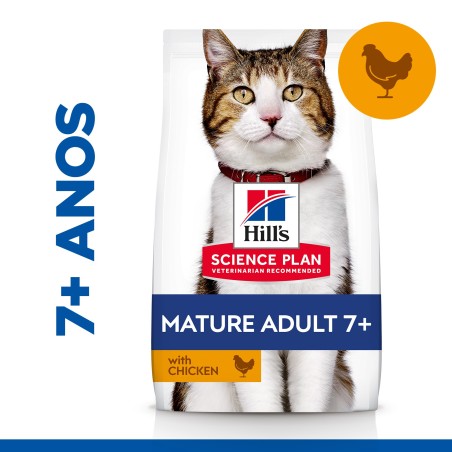 Ração para gato Hill's Mature Adult 7+ - Frango