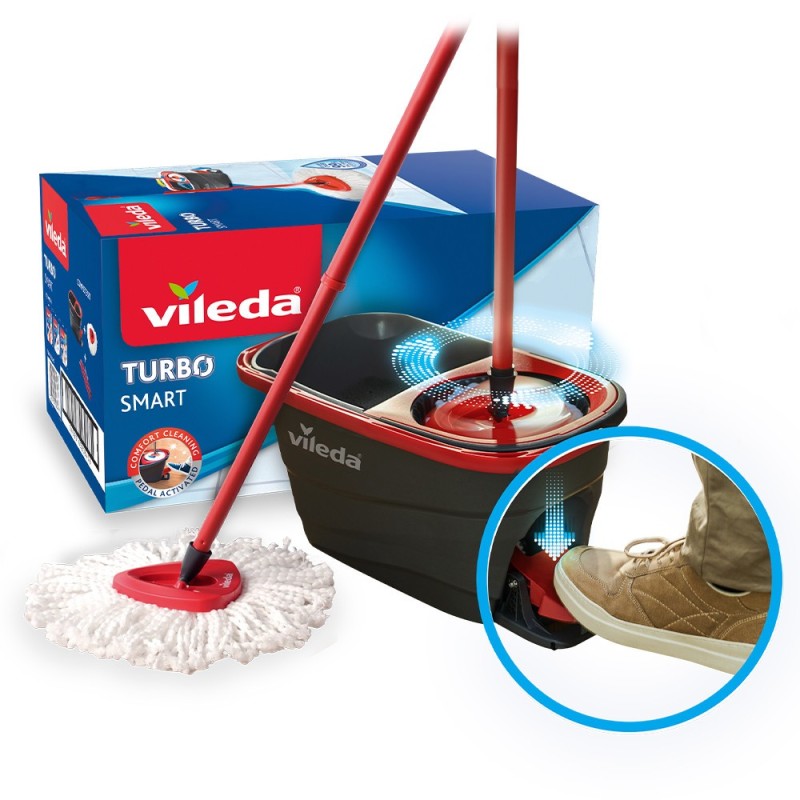 Balde com pedal e esfregona microfibras - Sistema Turbo Smart Vileda