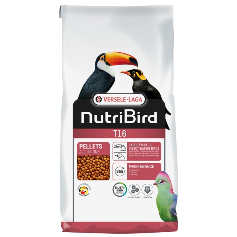 NutriBird T16 - Alimento para a manutenção de grandes aves frugívoras e insetívoras - Versele-Laga