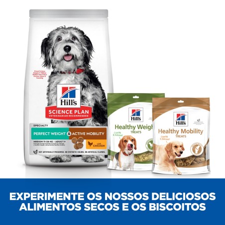 Hill's Perfect Weight & Active Mobility Medium - Ração seca para cão médio para controlo do peso e mobilidade - Frango