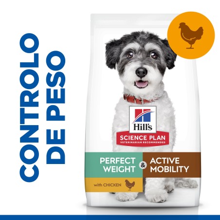 Hill's Perfect Weight & Active Mobility Small - Ração seca para cão pequeno para controlo do peso e mobilidade - Frango