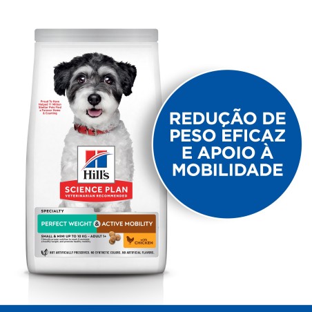 Hill's Perfect Weight & Active Mobility Small - Ração seca para cão pequeno para controlo do peso e mobilidade - Frango
