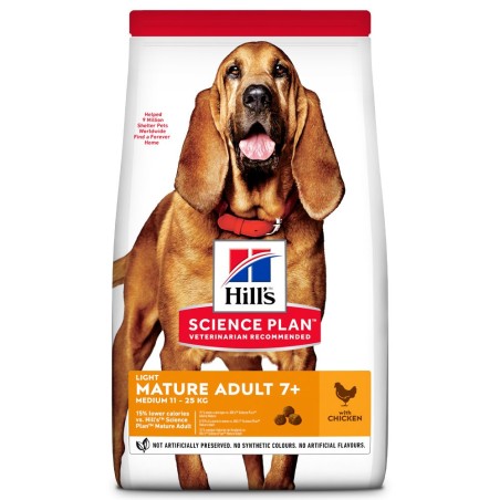 Ração para cão sénior - Hill's Light Mature Adult 7+ Medium - Frango
