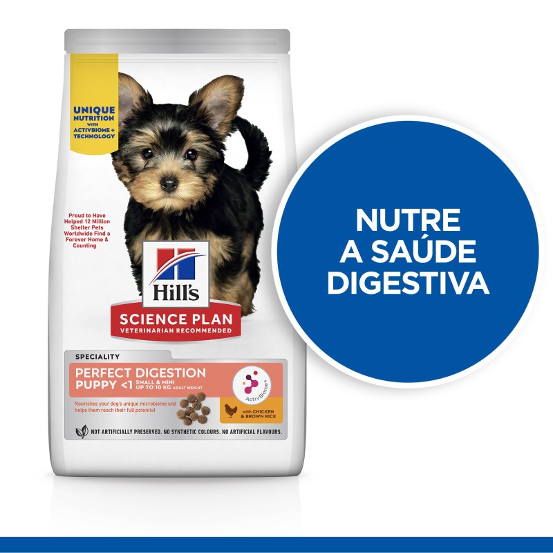 Ração para Cão - Hill's Perfect Digestion Puppy Small & Mini - Frango
