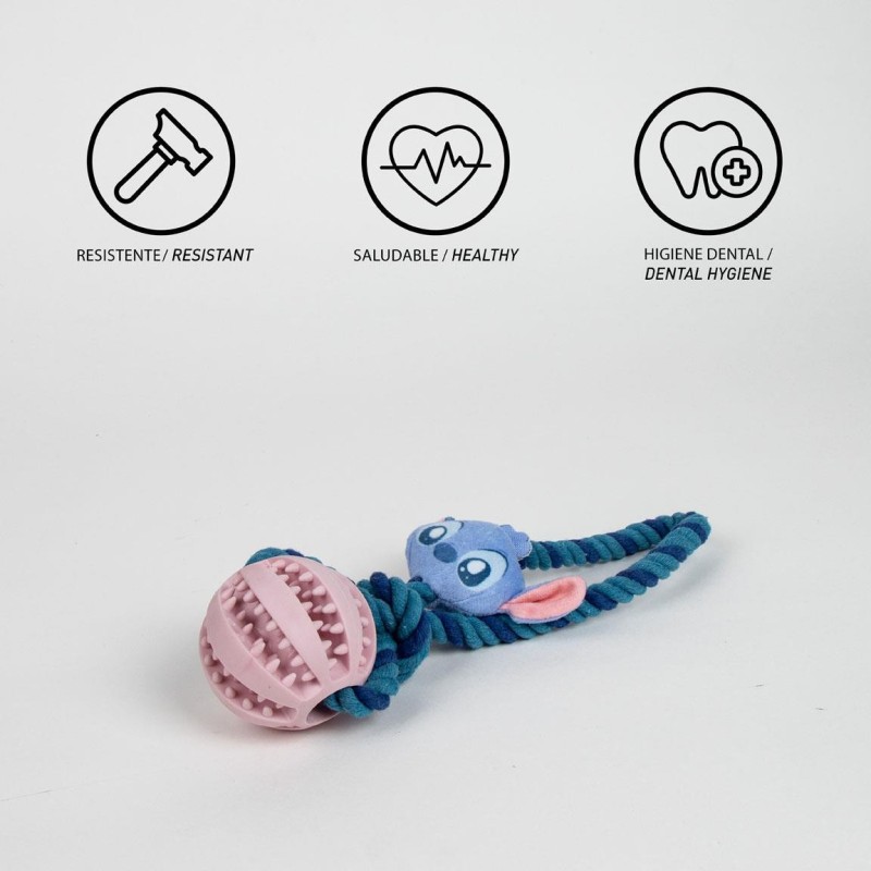 Brinquedo Stitch com bola e corda para cães - Disney