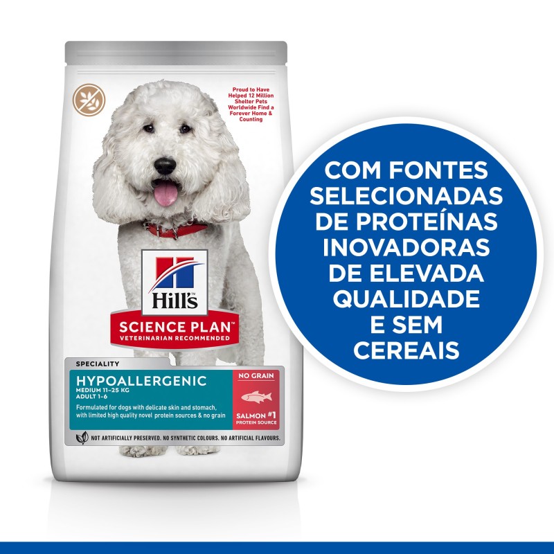 Ração para cães adultos de porte médio com alergias - Hill's Hypoallergenic Medium Adult