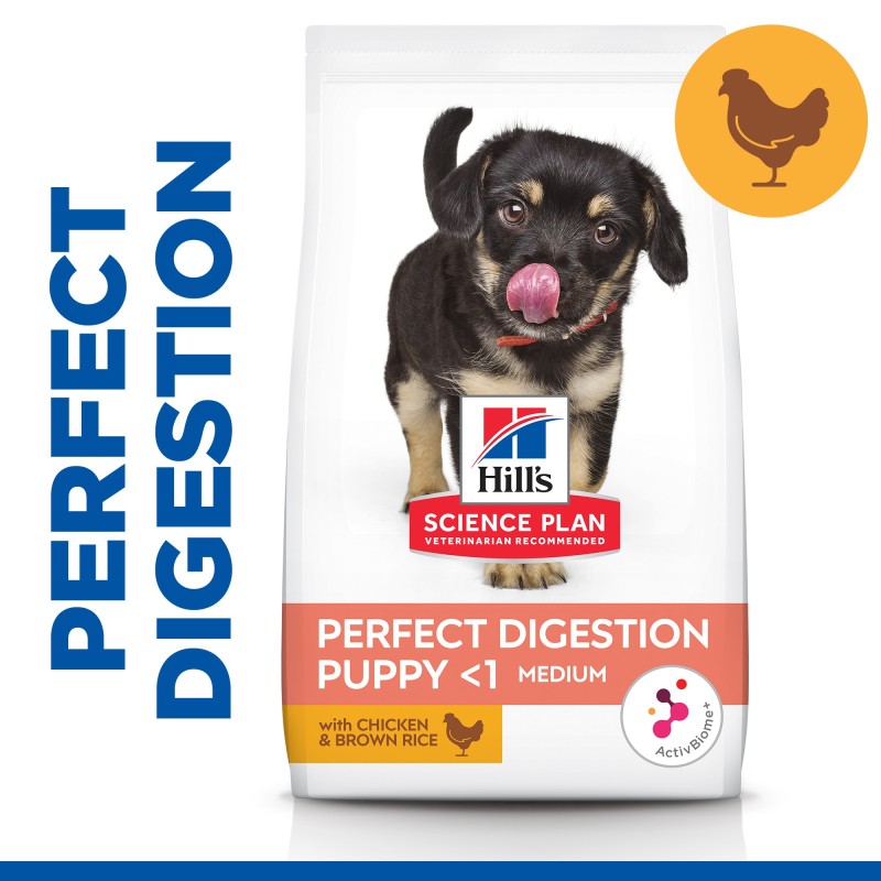 Ração para Cão - Hill's Perfect Digestion Puppy Medium - Frango e arroz