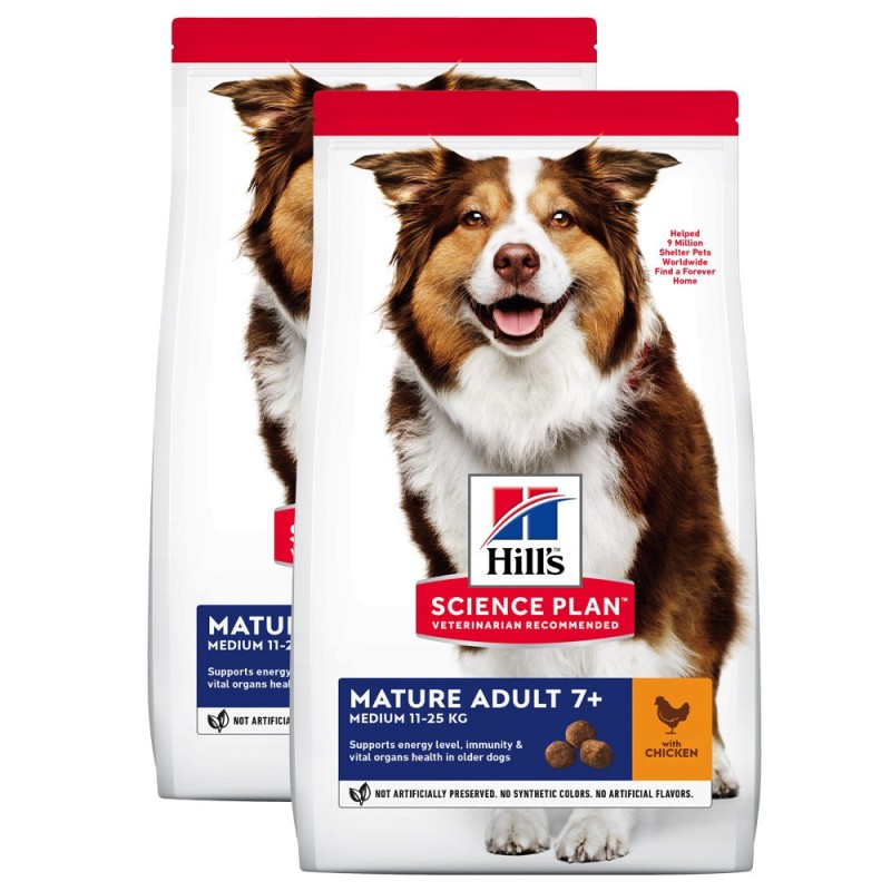 Ração para cão sénior - Hill's Mature Adult 7+ Medium - Frango