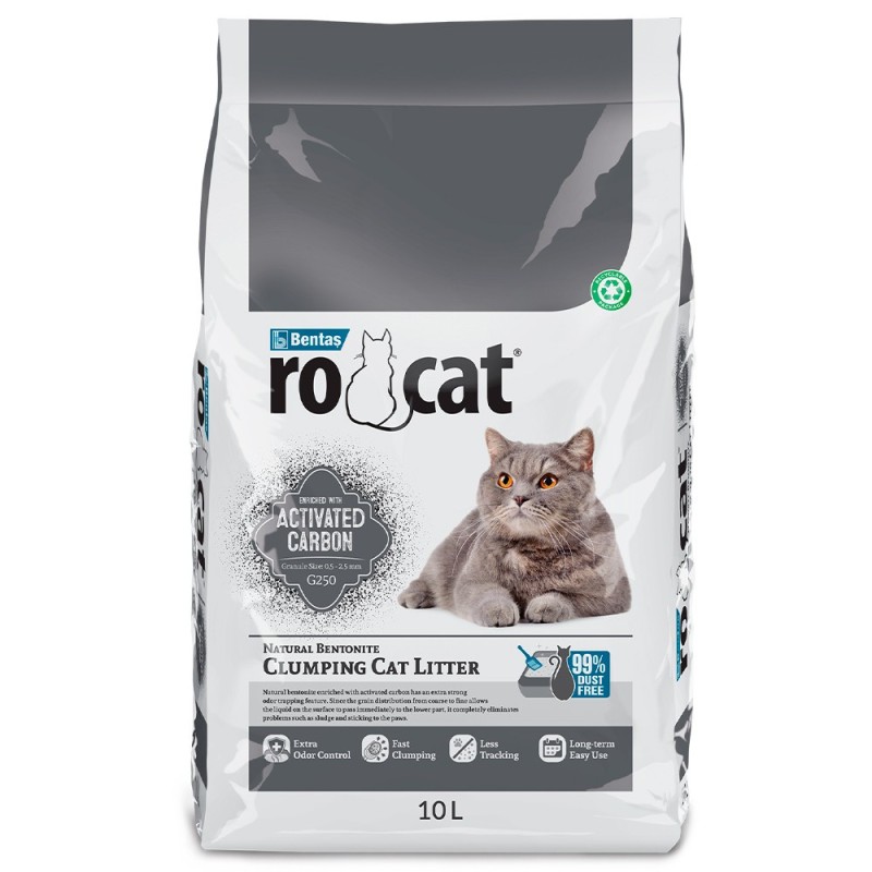 Areia aglomerante de carvão ativado para gatos - RoCat