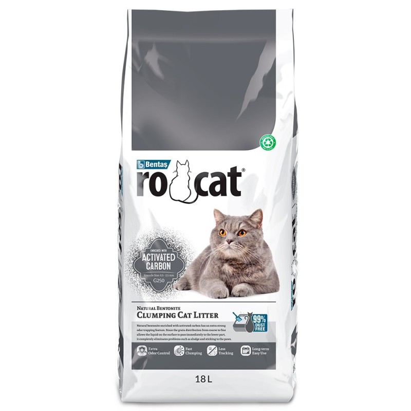 Areia aglomerante de carvão ativado para gatos - RoCat