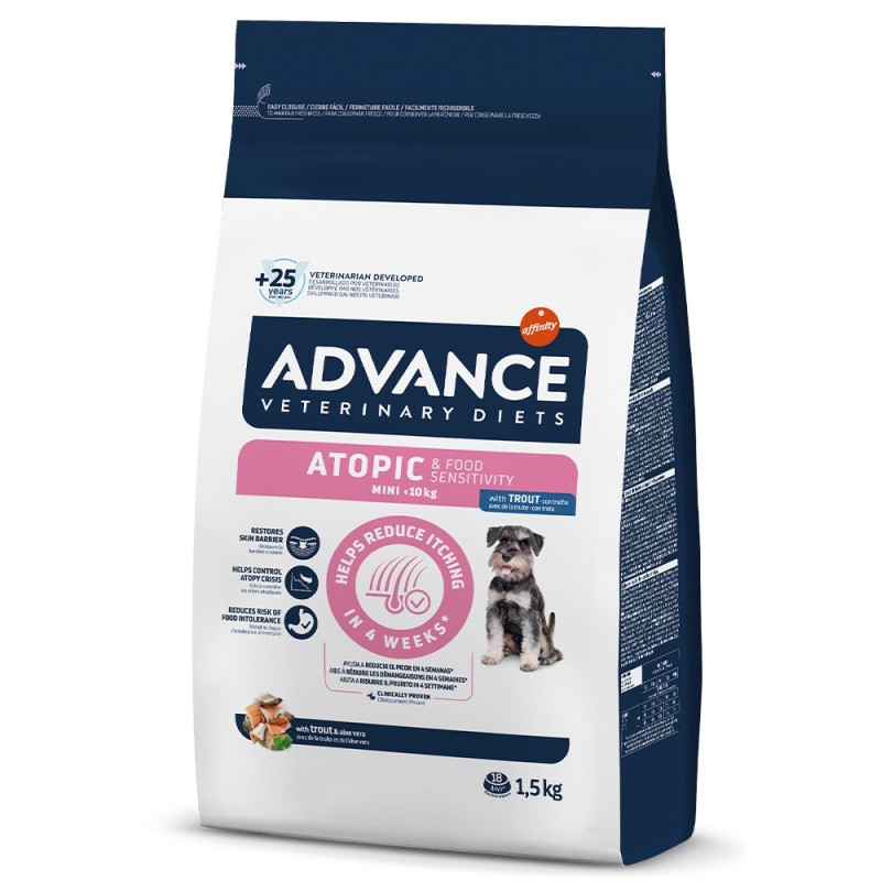 Advance VET Atopic Mini - Ração para cão adulto pequeno com dermatite Advance VET Atopic Mini - Ração para cão adulto pequeno com dermatite