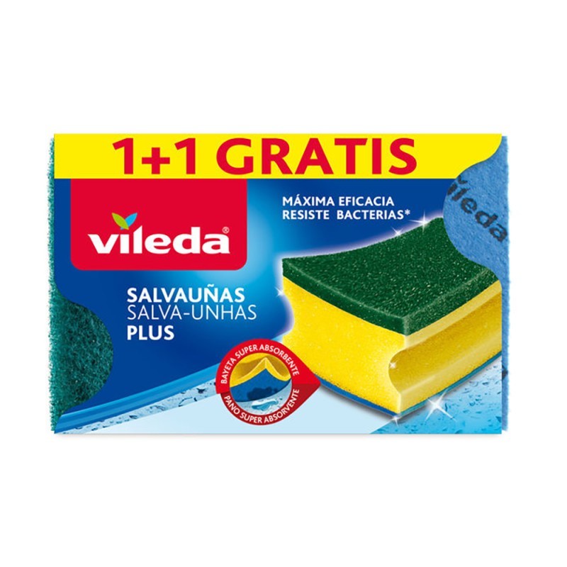Esfregão salva-unhas verde Plus com Pano Absorvente - Vileda