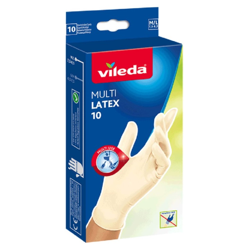 Luvas multiusos descartáveis em látex - Vileda