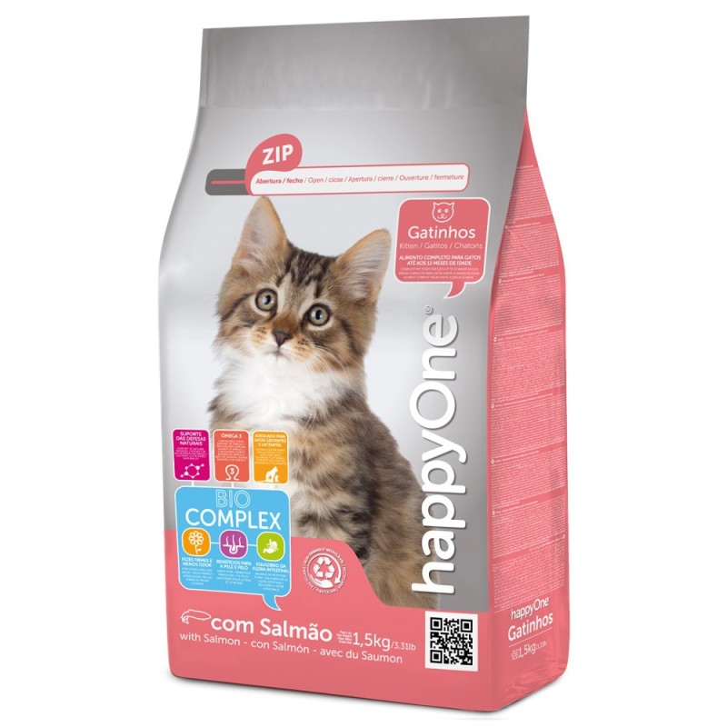 Ração para Gato happyOne Gatinhos Salmão