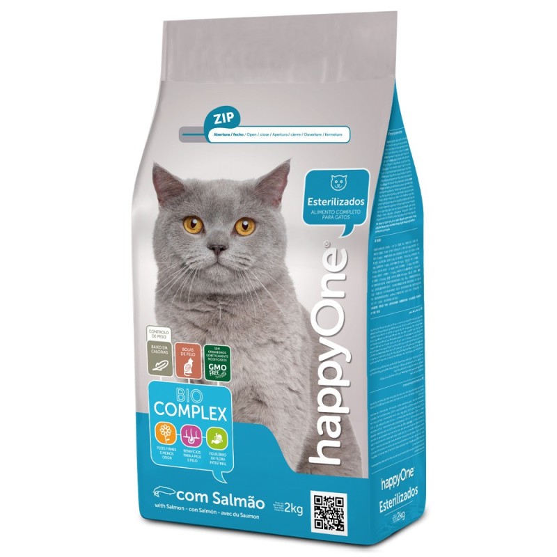 Ração para gato happyOne Esterilizado - Salmão
